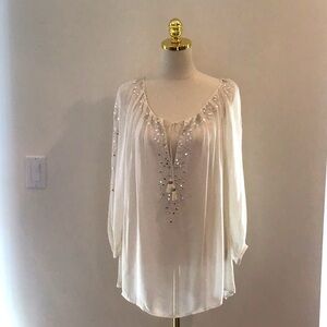 Chan Luu cream sheer blouse size medium